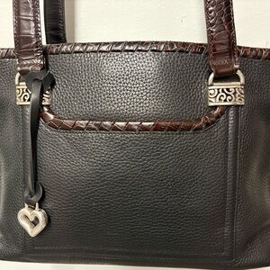 Elegant Brighton Black and Brown Leather Tote Bag